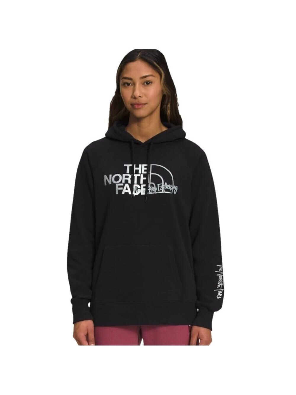 The North Face Women's Never Stop Exploring Black and Silver/Metallic Hoodie XXL